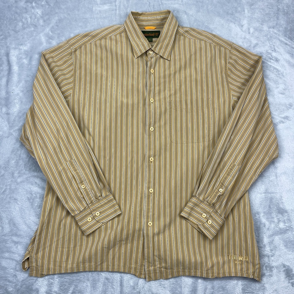 Timberland Shirt Mens‎ Large Multi Striped Long Sleeve Collared Casual Button Up